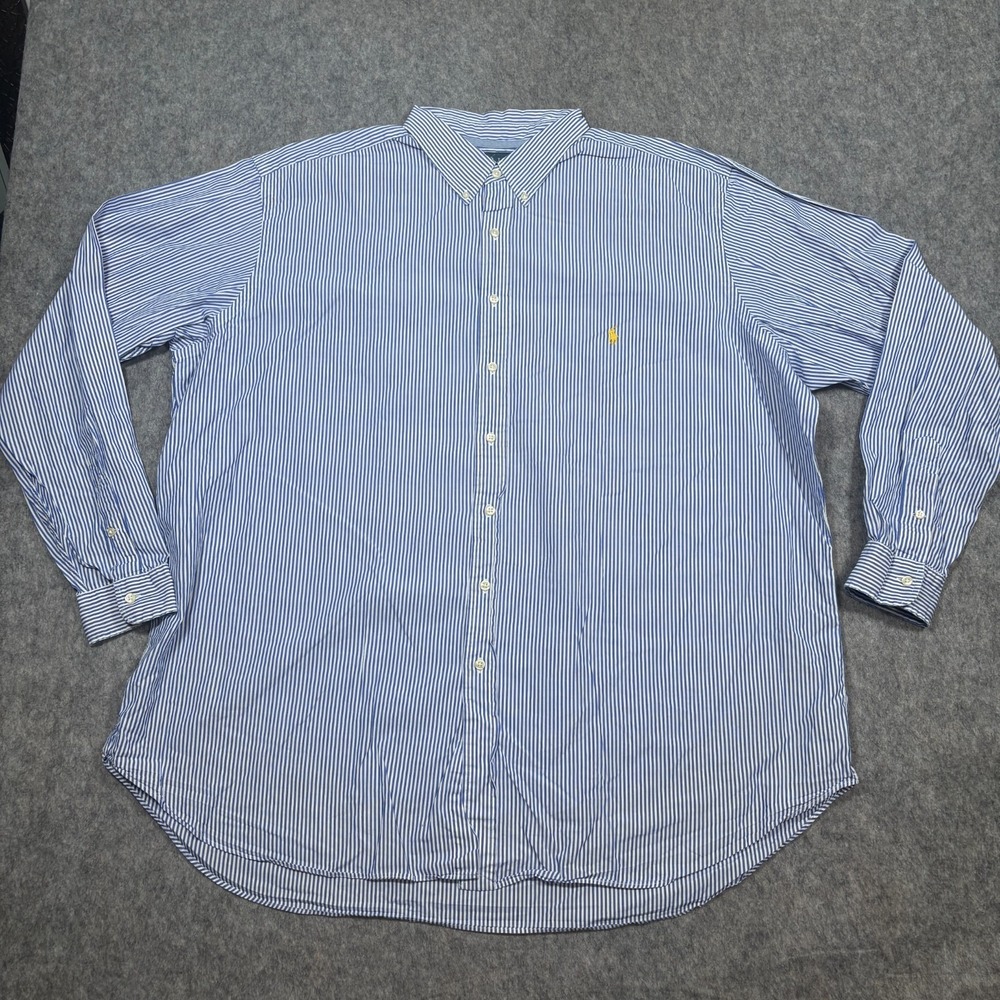Ralph Lauren Button-Down Shirt Men's Size 3XL Blue White Striped Classic Fit